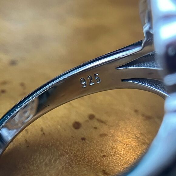 Natural Amber Sterling Silver Cocktail Ring Size 8 - Picture 6 of 10